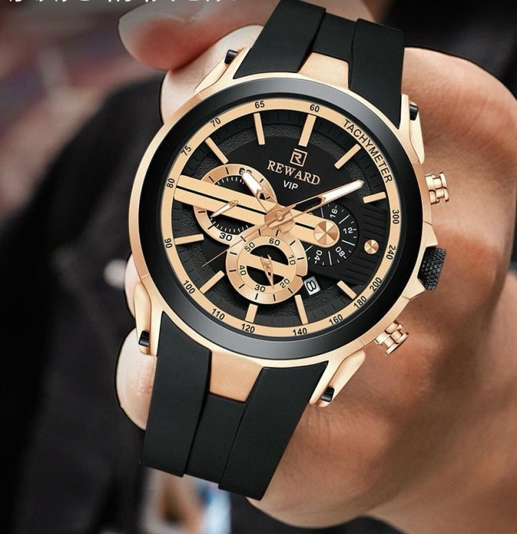 Reward Eclipse – Black & Gold Chronograph Men’s Watch
